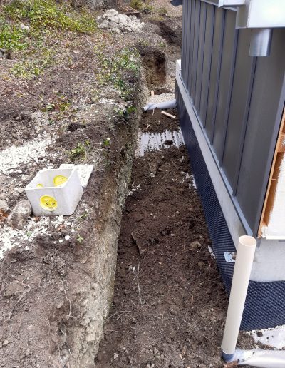 Chantier : installation d'un drain périphérique de récupération des eaux pluviales