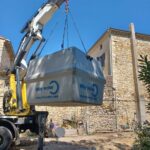 Livraison de la fosse septique pour un gîte à Sauzet.